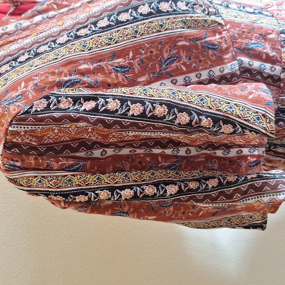 Blue Rain Brown Colorful Dress Garment Size M - Picture 9 of 12